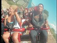 The security service of the amusement park has sent this candid downblouse video to us with amateur doll getting her boobs jump out of the top.